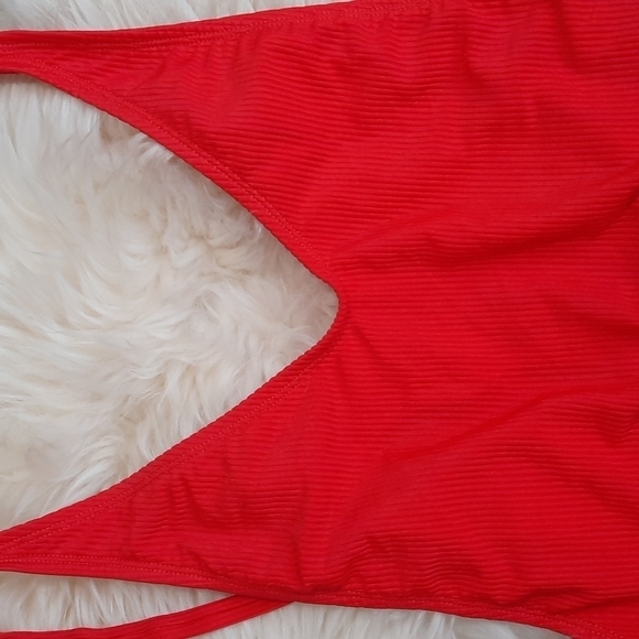 Nasty Gal Swim  red Ribbed Alina One Piece Swimsuit - Picture 5 of 8